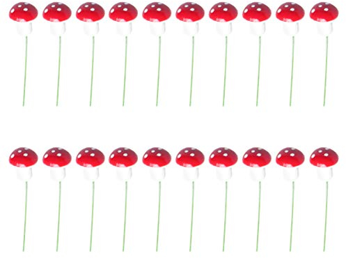 EXCEART 20pcs Resin Fake Mushrooms Artificial Mini Red Mushrooms Decorative Micro Mushroom Plant Fairy Garden Miniature Plants Decoration