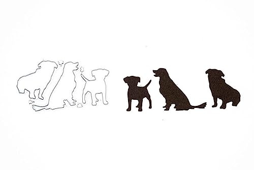 Stanzenshop Falsstencil, tre hundar, stansmallar, djur, stansformar, stenciler, scrapbooking, korttillverkning, gör-det-själv, präglingsmallar, papperskort, skärning detta