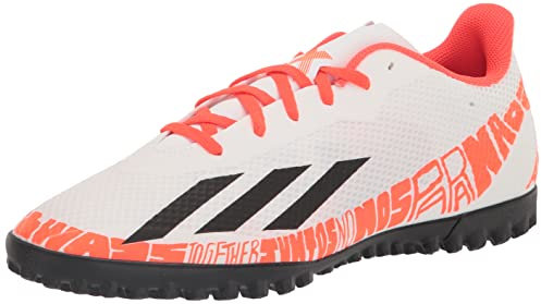 adidas Unisex-Adult X Speedportal Messi.4 Turf Soccer Shoe, Ftwr White/Core Black/Solar Red, 5 Women/12.5 Men