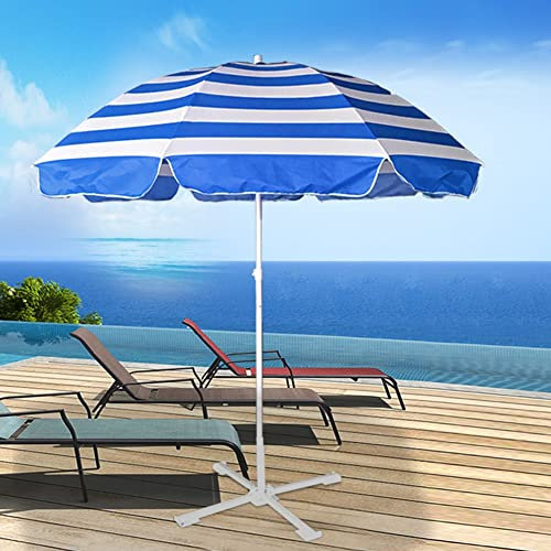 JJ Home Ombrellone da Spiaggia a Righe da 240 cm Parasole con Protezione UV50, ombrellone Protettivo da Spiaggia, ombrellone Portatile da Viaggio per Le Vacanze (Color : Blue)