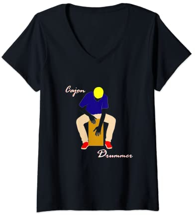 Damen Cajon Drummer Spieler Geschenkidee T-Shirt mit V-Ausschnitt