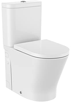 Roca A34T0N2000 Pack WC mitoyant mural, The Gap Round D-Trit, réservoir, siège et broyeur, couleur blanche