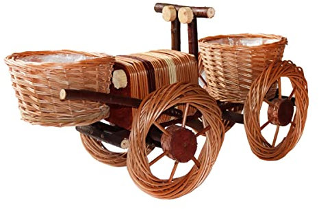 Deko-Bagger-Traktor, Pflanzschale aus Weide geflochten 82 x 42 x 32