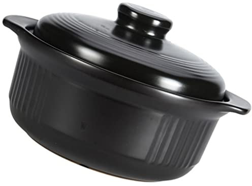 BESTonZON Olla De Cerámica Para Guisar Olla Arrocera Tapa De Cerámica Para Sopa De Arroz Utensilios De Cocina Para Cocinar Doméstica Asa Para Uso Estufa