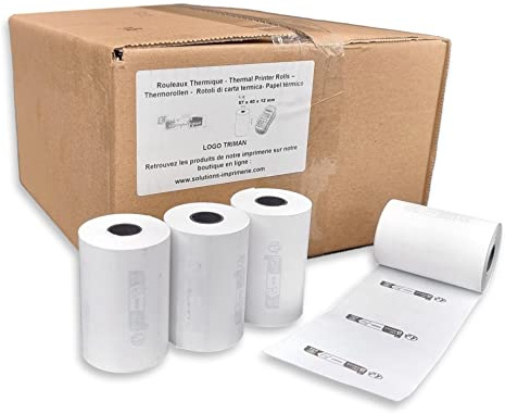 50 rullar termiskt papper 57 x 40 x 12 bankkortspole 55 g TPE rulle med Triman Recycling Logo Thermal Paper Bisfenol A uppfyller AGEC Signaletic Tri Lawment