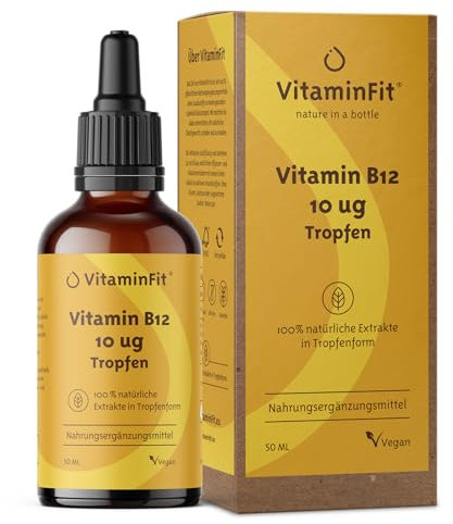 Vitamin B12 Tropfen – Bioactive Methylcobalamin 10 µg – Flüssig, Vegan & Ohne Zucker - Alkoholfrei – Hohe Bioverfügbarkeit & Hochdosiert – Vorrat für 2 Monate (50 ml)
