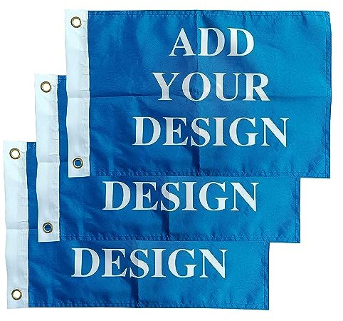 Bagetu Lot de 3 drapeaux de bateau personnalisés (20 x 30 cm) - Bleu