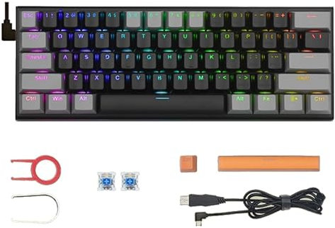 Z-11 60% Clavier Mécanique USB Filaire Solide 21 Axes Rétroéclairés RVB 61 Touches Commutateurs Optiques RVB Filaire 60% 61 Touches Bleu