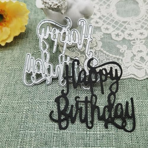 Metall-Stanzschablonen, 7,0 x 6,7 cm, Happy Birthday, Stanzschablone, Schablone, Stanzschablone, Scrapbooking, Prägeschablonen, Kunst, Dekoration, Handwerk