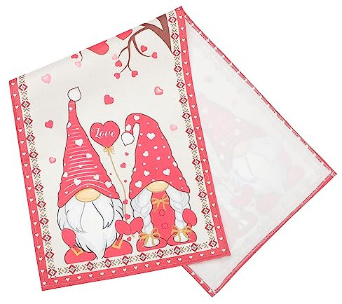 Zerodeko GNOME Love Tischläufer Urlaub Tischläufer Langer Tischläufer Hochzeitsdekorationen Gnom Tischläufer Valentinstag Tischläufer romantisch Tischdecke Tortenspitze schmücken Bankett