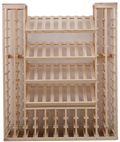 Wine Bottles Rack - Floor-standing Wine Cooler, Countertop Display Stand, Solid Wood Showcase Divider Cabinet, Home/Bar/Counter Wine Organizer Shelf,120 * 30 * 150cm (Color : Wood color)