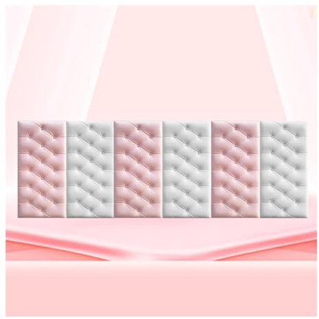 Dekorative Teller 3d Haushalt, Wasserdichte Antikollisions-Wandmatte Tv-hintergrundaufkleber Wanddekoration für Spielzimmer und Fitnessstudio ZLRBN(Color:Pink+White)