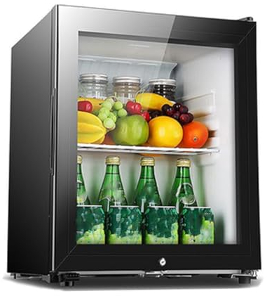 GIZNXBA Mini Réfrigérateur De Chambre, Petit Frigo Cosmetique avec Porte en Verre Transparent, Petit Réfrigérateur pour Le Maquillage, La Nourriture, Les Boissons, Le Bureau(Size:30L)