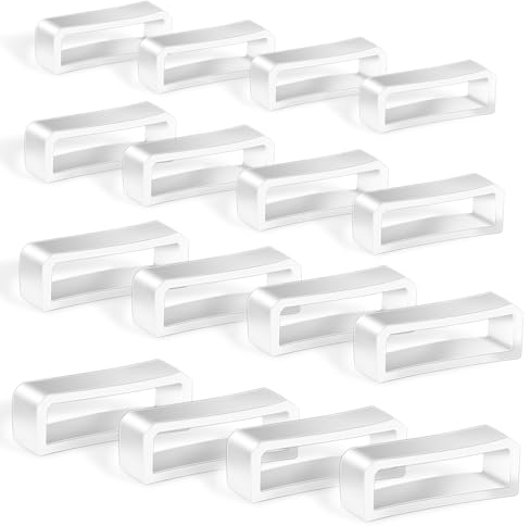 12 Stück SilikonUhrenarmband Schlaufe, 18/20/22 mm Silikon Armbänder Schlaufen Weiß Riemenhalter Smartwatch Ersatzarmbänder Keeper, Quadrat