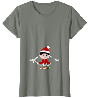 Annonce Grossesse Femme Noel Costume Noël Enceinte T-Shirt