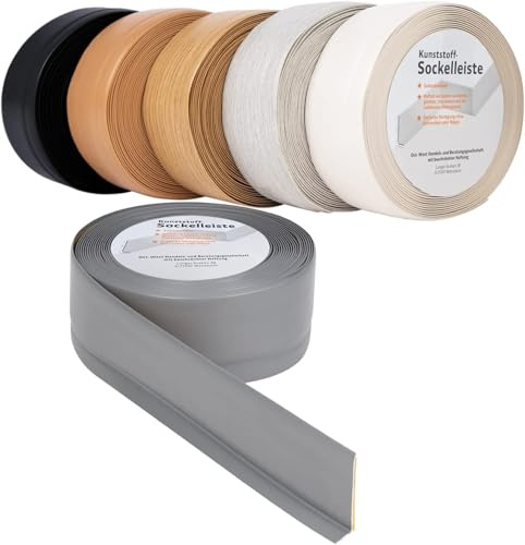 etm® Sockelleiste Selbstklebende Rückseite - 50 x 15 mm - Küchenleiste, Knickleiste individuell zuschneidbar - Weichsockelleiste aus PVC, Oslo (Eiche, Länge: 15 Meter)