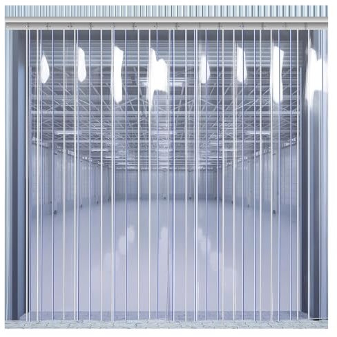 Kit di tende a strisce in PVC per porta del congelatore bianco 1,05 x 2,2 m striscia di vinile di plastica per porta tenda per refrigerazione striscia congelatore adatta per celle frigorifere di