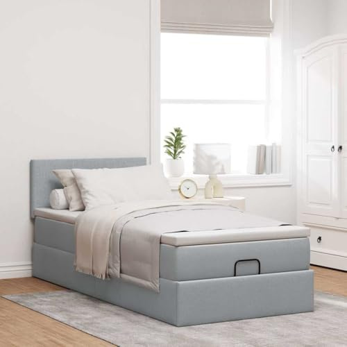 Willood Boxspringbett mit Matratze Großer Stauraum unter dem Bett Hellgrau 100 x 200 cm Schlichtes Design