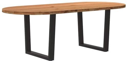 vidaXL Esstisch Hellbraun 220x100x74 cm Massivholz Eiche Oval, Küchentisch, Restauranttisch, Tisch Restaurant, Esszimmertisch, Bistrotisch