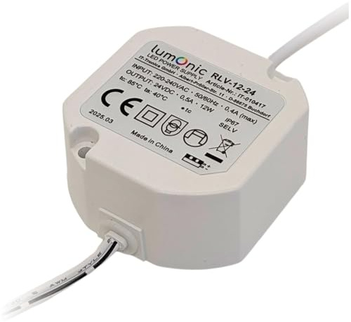 Lumonic I LED Unterputz Netzteil RLV-12-24 I 24V 12W I Input 220-230VAC I flimmerfrei & wasserdicht I Überlastschutz I kompaktes LED-Netzteil I für LED-Beleuchtung & Smart-Home | Doorbell