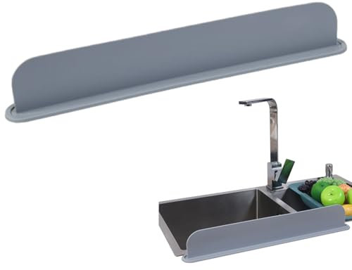 Sink Splash Guard, Silicone Barrier for Kitchen, Water Splashes Prevention (Grey)
