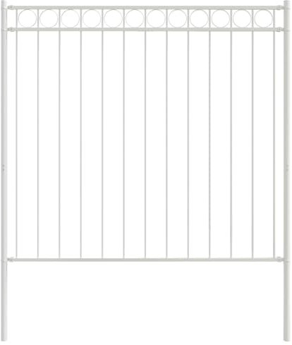 vidaXL Zaunelement ASSEN Weiß 170 x 170 cm Stahl, Garten und Terrasse, Robuster Stahlzaun, Außenbildschirm und Barriere, Terrassentrenner, Hofelement System