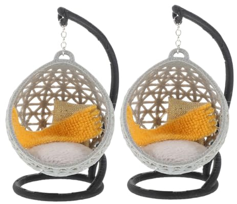 Alasum Dollhouse Miniature Swing Chair 1 30 Hanging Chair Model Furniture 2pcs Mini Dollhouse Furniture Ornament for Diy Miniature Model Doll House Layout Prop Desk Display