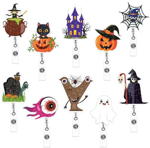 BOUBONI 10 Stück Halloween Krankenschwester Ausweisrollen Halter Ausweishalter Ausziehbar Geschenke für krankenschwestern Ärzte Freiwillige