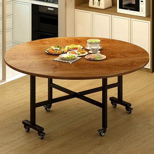 Tavolo da Pranzo Pieghevole,Tavolo a Ribalta per 6 Persone,Tavola Salvaspazio Cucina,Tavolino Chiudibile,Tavoli Tondo Allungabile,Scrivania a Scomparsa Legno,Tavoli Richiudibile(Brown,140x75cm)