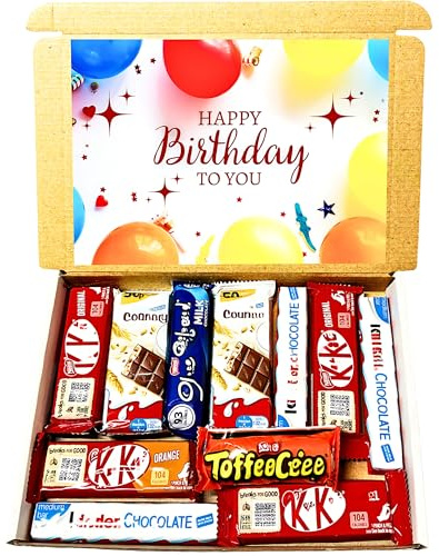Birthday Chocolate Gift Box | Premium Hamper with 11 Individually Wrapped Bars | Multi-Sized Present Box for Birthdays | Letterbox Friendly Variety Gift By FrJahan