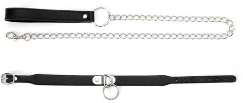 ZYKEJJDDAK Verstellbares Umhängeband, bequemes PU-Halsband mit klar klingenden Glocken/O-Ringen und Leinen-Schmuck für Erwachsene