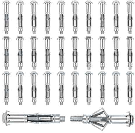 BEASAFY 30 Stück Hohlraumdübel Set, M8 x 65 mm Hohlwanddübel, Verzinkt Metalldübel, Spreizdübel mit Schraube, Hohlraumdübel Metall, Expansion Nuts für Befestigungen in Gipskartonplatten