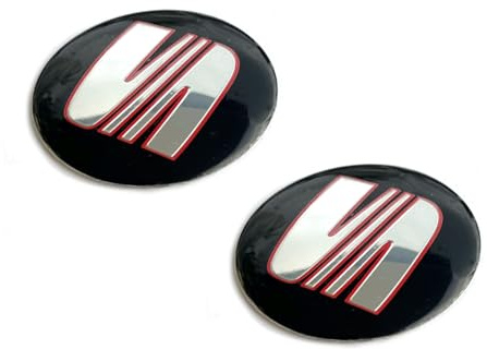 2 Stück 56mm, 60mm, 65mm Diameter Aufkleber passend fürS.e..at_Auto Style. Für Auto Tuning, Nabenkappen, Abdeckkappen. Aluminium Sticker mit Emblem (65mm)