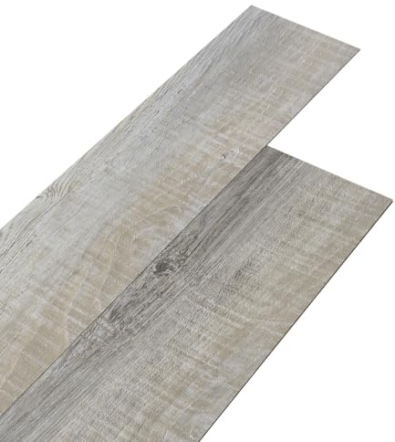 INMOZATA 36Pcs Wood Effect Vinyl Floor Planks, 2mm Thick Peel and Stick Floor Tiles, 15.2×91.5cm Self Adhesive Flooring Planks for Kitchen Bathroom Bedroom DIY Floor Renovation (Weathered Grey Oak)