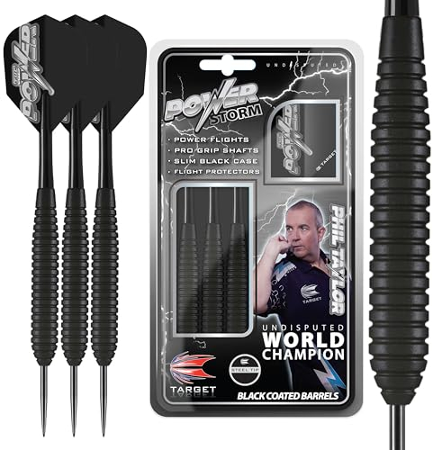 Target Darts Phil Taylor Power Sturmschwarz 24G Messing Steeldarts-Set Dartpfeile