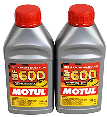 Motul RBF 600 Factory Line DOT-4 Racing Brake Fluid, High-Performance, 100% Synthetic, 500ml Bottles, 2 Pack (100949)