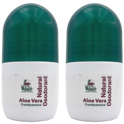 Vidaloe Natural Deodorant (80% Aloe-Vera-Saft) mit Kokosöl 50 ml x 2 Einheiten