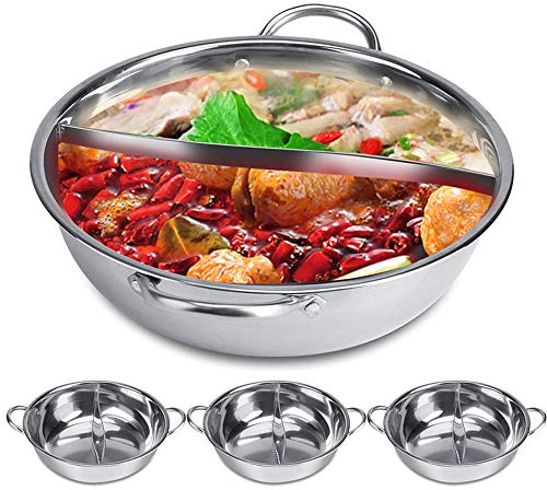 Cocotte en acier inoxydable pour canard mandarin, soupe, cuisson, double poêle, plaque à induction Shabu, 30/32 cm 32CM