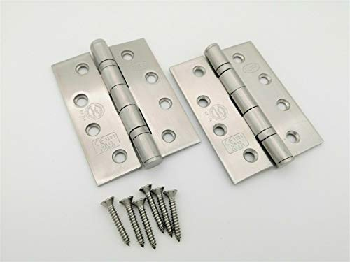 Door Hinges FIRE Rated 4’’x 3’’ Ball Bearing CE13 Grade Stainless Steel -Satin (1 1/2 Pair (3 Hinges))