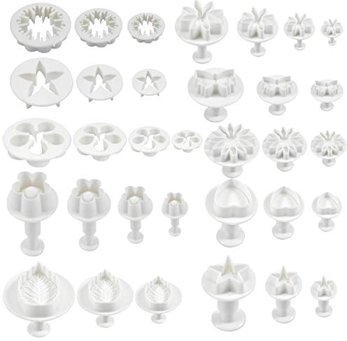 Jinlaili Kit Pasta di Zucchero, 33PCS Stampi Biscotti, Utensili per Decorazione di Torta, Attrezzi per Decorazioni Torte Pasta di Zucchero, Taglierine per Strumenti per Glassa Fondente