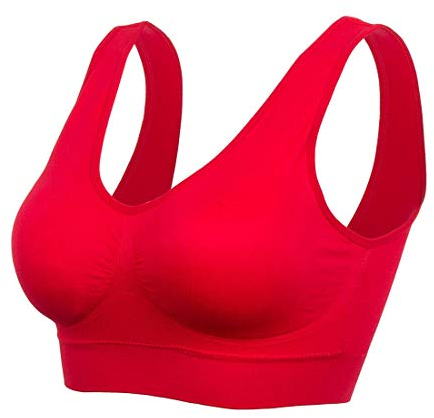 Boolavard Reggiseno da donna comodo, Bustier classico da donna, Push Up e senza ferretto, confezione da 1 o da 3, Colore: rosso, L