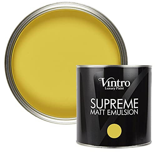Vintro | Luxury Matt Emulsion | Yellow | Smooth Chalky Finish | Multi Surface Paint | for Walls, Ceilings, Wood and Metal | 2.5L (Sunflower)
