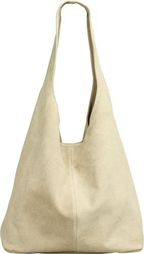 Caspar große Damen Wildleder Tasche Hobo Bag Shopper - CLASSIC LINE - Modell No.767 - Made in Italy