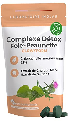 Detox & Bellezza della pelle | Cardo Mariano + Clorofilla + Bardana + Fibre Prebiotiche | Depurativo fegato & Buon Alito |Senza Additivi |Glowyform INOLAB Laboratorio