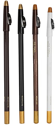 4pcs Kit(Black & White & Dark Brown & Light Brown), Beard and Hairline Pencils with Sharpener for Shaping Tools Stencils