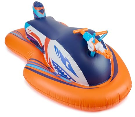 Nerf Super Soaker Stormforce Ride-On Racer - Aufblasbarer Pool Float mit Pool-Fed Mega Water Blaster
