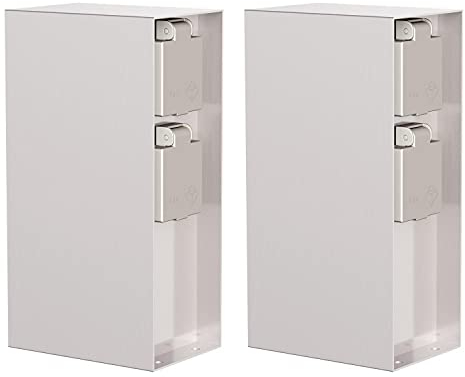 ledscom.de 2 Stück Garten Steckdosensäule POMI für außen, IP44, 4-Fach, Edelstahl, Edelstahl, eckig, 23 cm