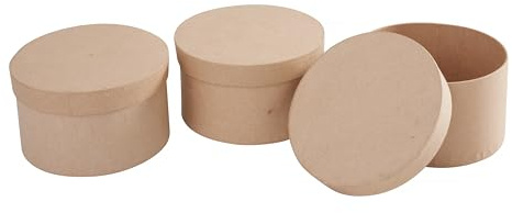 VBS Schachtel Rund 3 Stück Set Kartonboxen 11.3 cm Durchmesser 6.5 cm Höhe Aufbewahrungsboxen Bastelbedarf Geschenkverpackung