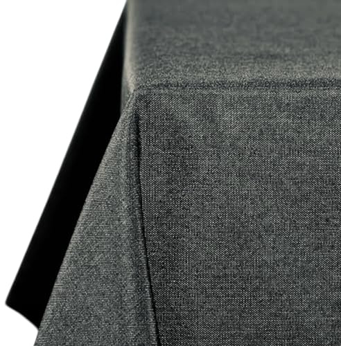 Tischdecke | Grau/Anthrazit - Eckig - 130x160cm | Gartentischdecke | Outdoor-Decke | Lotus-Effekt | Leinen-Optik | Schmutzabweisend