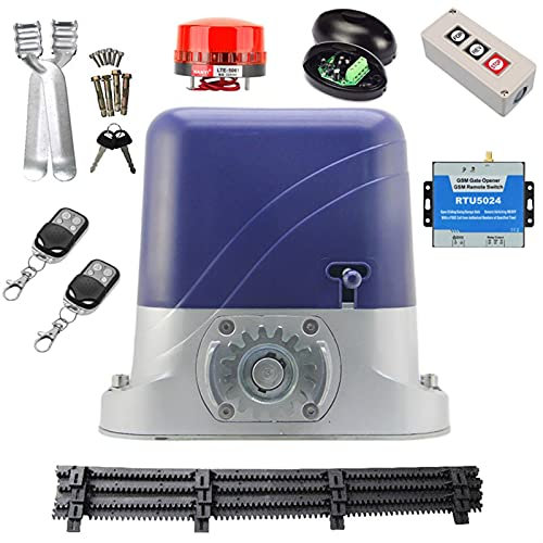 PAKLIF Kit apriporta automatico Heavy Duty 2000 libbre Apriporta scorrevole elettrico automatico per cancello da 1300 kg con rack in nylon da 4 m Telecomando WiFi Motore per cancello stradale